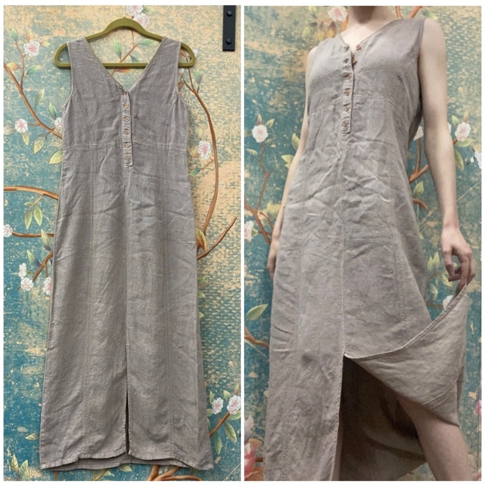 Johnny Was Collection Mauve Linen Maxi Dress, Reversible